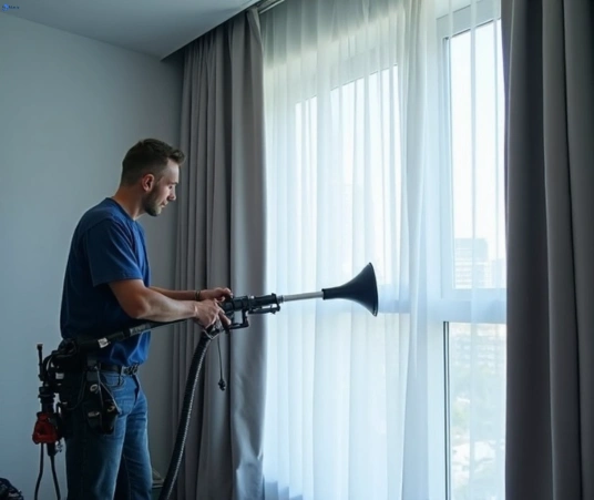 Professional drapes cleaning process tools Matty Curtain Cleaning deagon